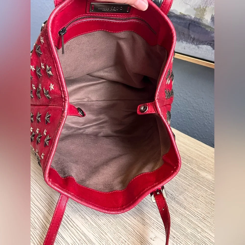 Jimmy Choo Small Sofia Red Leather Star Studded Handbag - EXCELLENT CONDITION - Picture 11 of 16